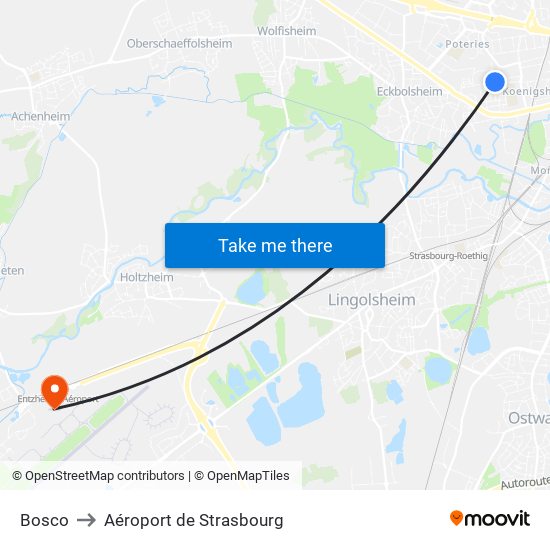 Bosco to Aéroport de Strasbourg map