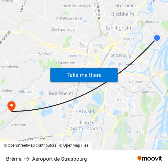 Brême to Aéroport de Strasbourg map