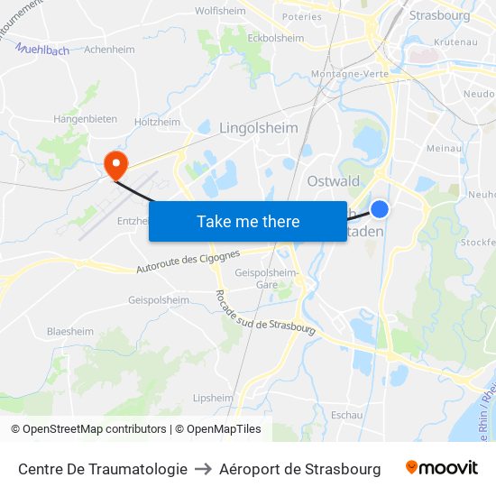 Centre De Traumatologie to Aéroport de Strasbourg map