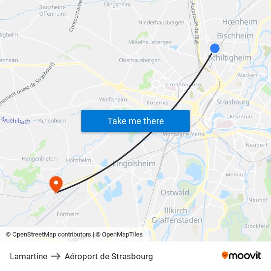 Lamartine to Aéroport de Strasbourg map