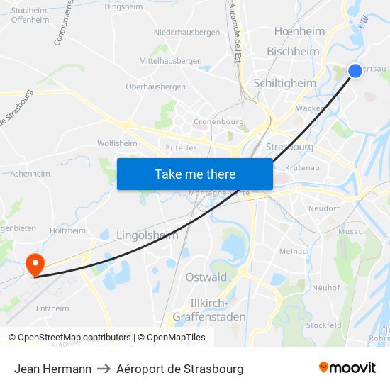 Jean Hermann to Aéroport de Strasbourg map