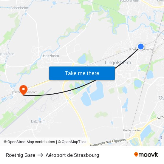 Roethig Gare to Aéroport de Strasbourg map