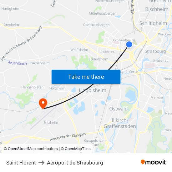 Saint Florent to Aéroport de Strasbourg map