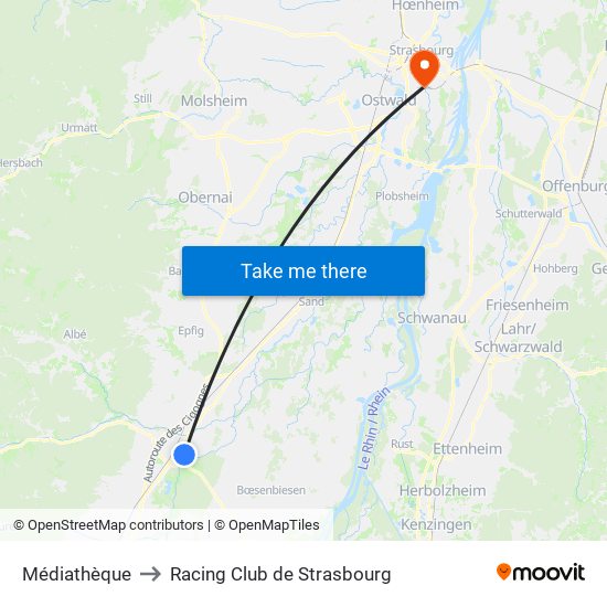 Médiathèque to Racing Club de Strasbourg map