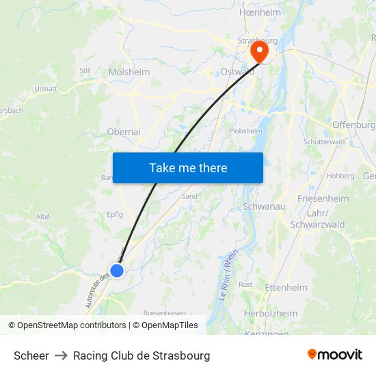 Scheer to Racing Club de Strasbourg map