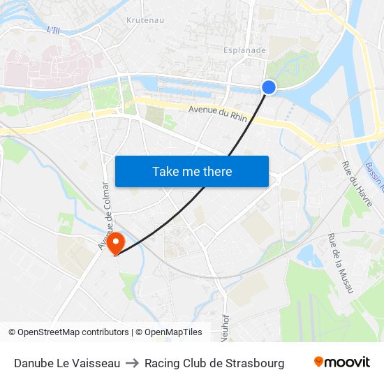 Danube Le Vaisseau to Racing Club de Strasbourg map