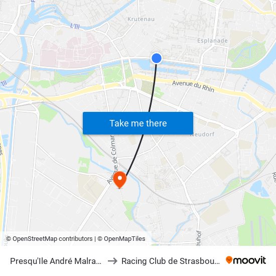 Presqu'Ile André Malraux to Racing Club de Strasbourg map