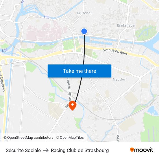 Sécurité Sociale to Racing Club de Strasbourg map