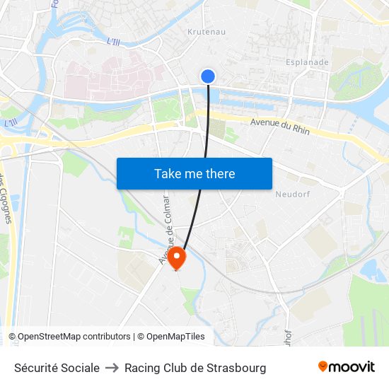 Sécurité Sociale to Racing Club de Strasbourg map