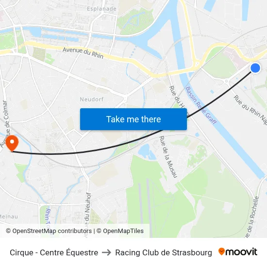 Cirque - Centre Équestre to Racing Club de Strasbourg map