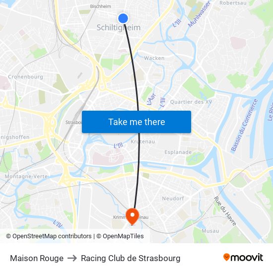 Maison Rouge to Racing Club de Strasbourg map