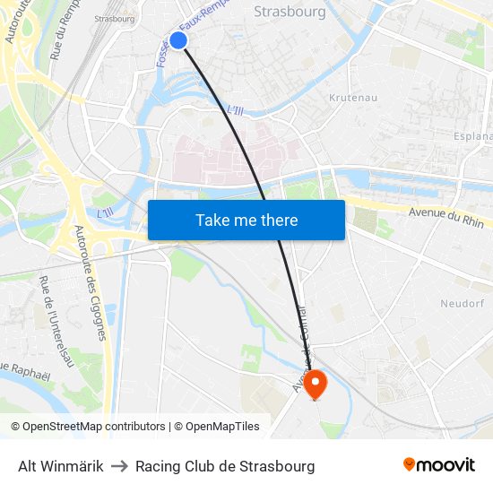 Alt Winmärik to Racing Club de Strasbourg map