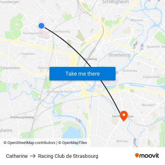 Catherine to Racing Club de Strasbourg map