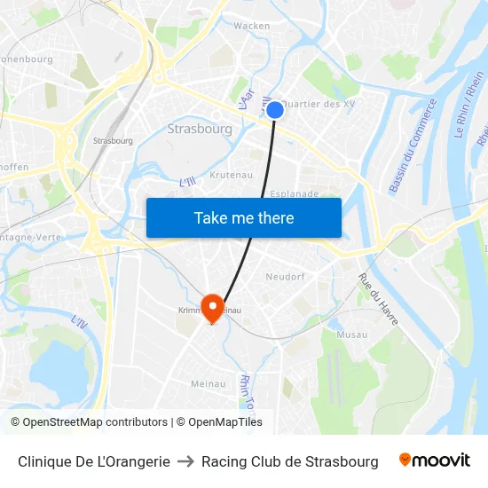 Clinique De L'Orangerie to Racing Club de Strasbourg map