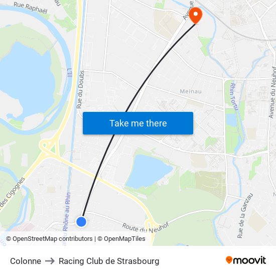 Colonne to Racing Club de Strasbourg map