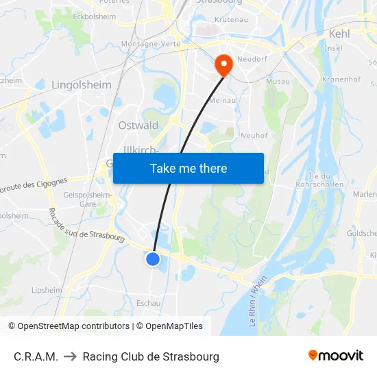 C.R.A.M. to Racing Club de Strasbourg map