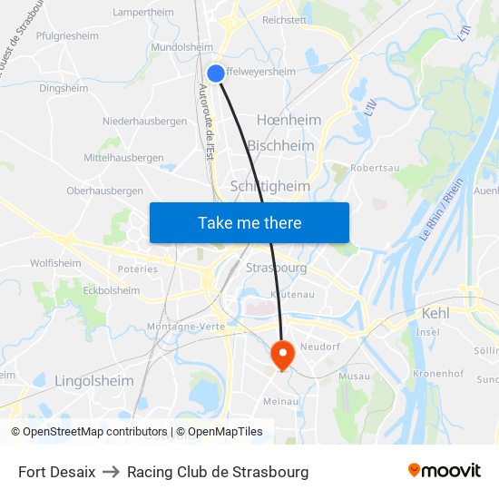 Fort Desaix to Racing Club de Strasbourg map