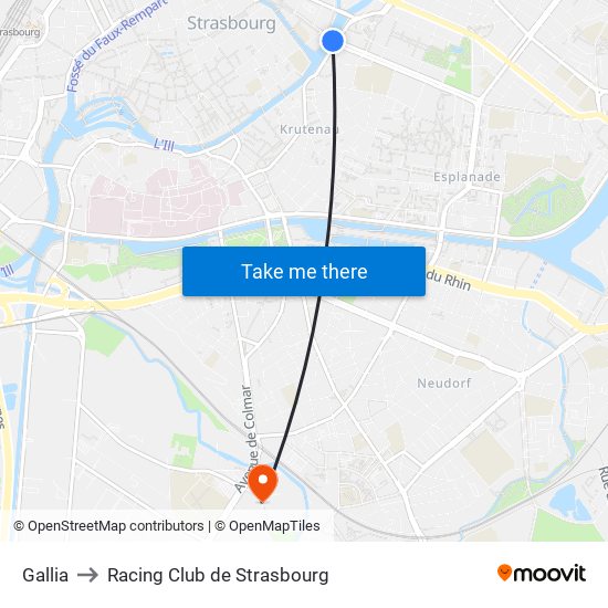 Gallia to Racing Club de Strasbourg map