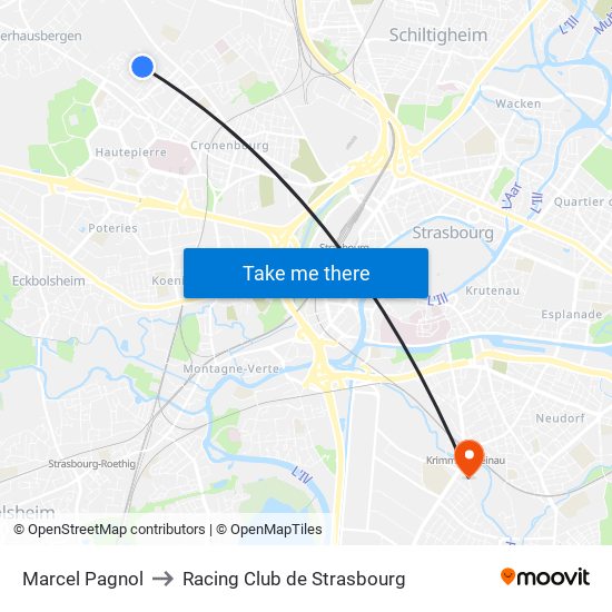 Marcel Pagnol to Racing Club de Strasbourg map