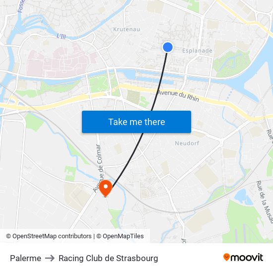 Palerme to Racing Club de Strasbourg map