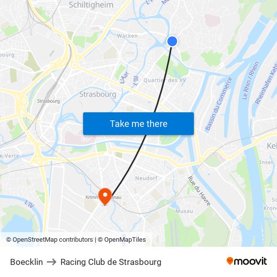 Boecklin to Racing Club de Strasbourg map