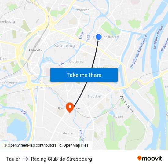 Tauler to Racing Club de Strasbourg map