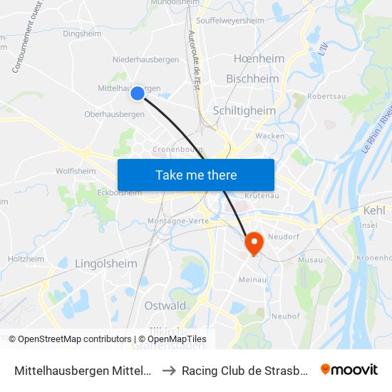 Mittelhausbergen Mittelberg to Racing Club de Strasbourg map