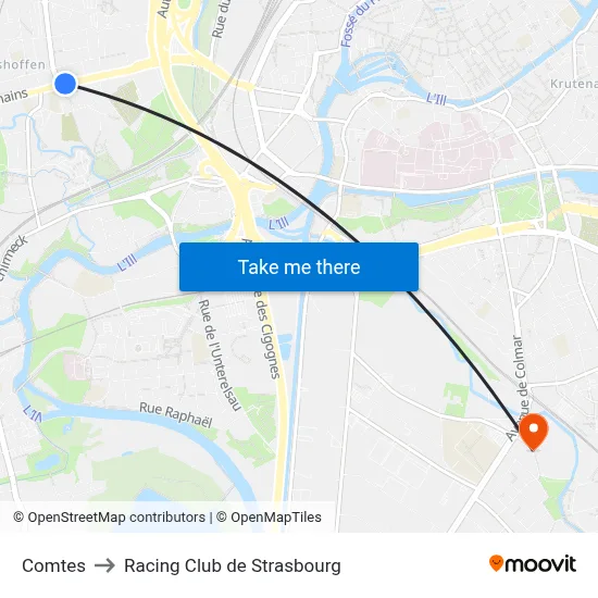 Comtes to Racing Club de Strasbourg map
