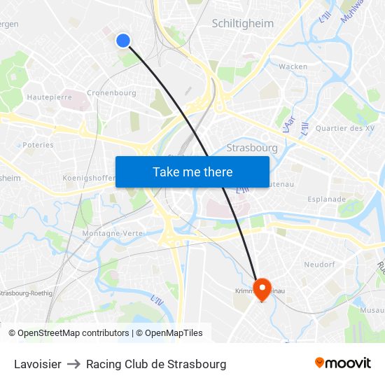 Lavoisier to Racing Club de Strasbourg map