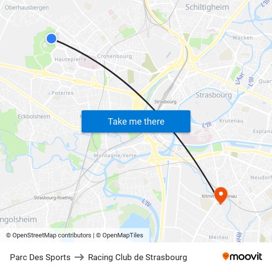 Parc Des Sports to Racing Club de Strasbourg map