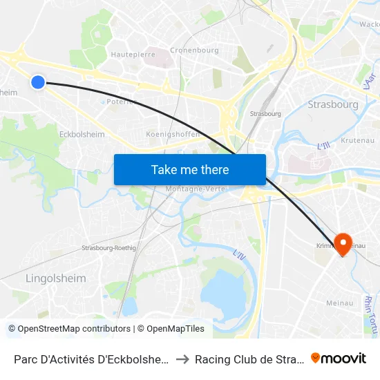 Parc D'Activités D'Eckbolsheim Zénith to Racing Club de Strasbourg map