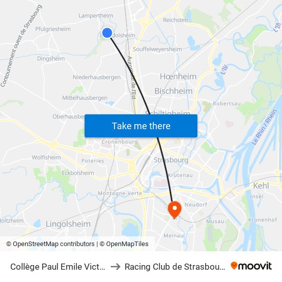 Collège Paul Emile Victor to Racing Club de Strasbourg map