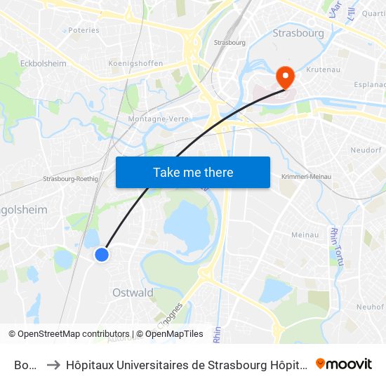 Bohrie to Hôpitaux Universitaires de Strasbourg Hôpital Civil-Autres map