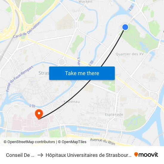 Conseil De L'Europe to Hôpitaux Universitaires de Strasbourg Hôpital Civil-Autres map