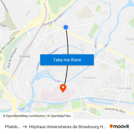 Phalsbourg to Hôpitaux Universitaires de Strasbourg Hôpital Civil-Autres map
