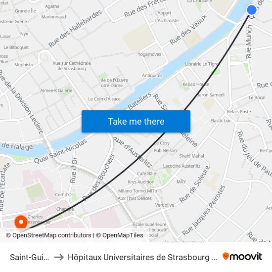 Saint-Guillaume to Hôpitaux Universitaires de Strasbourg Hôpital Civil-Autres map