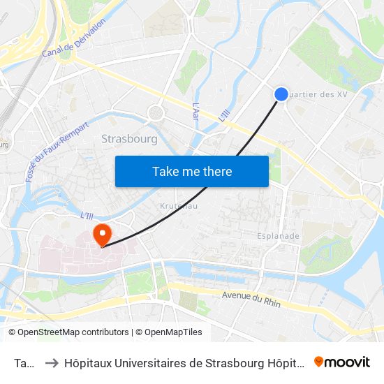 Tauler to Hôpitaux Universitaires de Strasbourg Hôpital Civil-Autres map