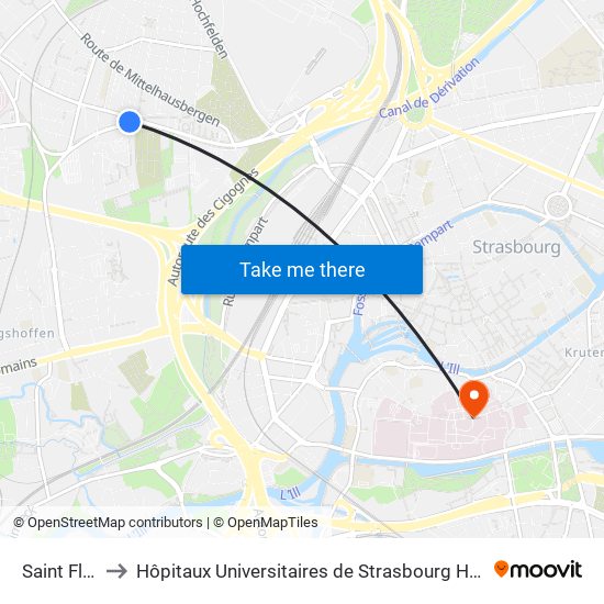 Saint Florent to Hôpitaux Universitaires de Strasbourg Hôpital Civil-Autres map
