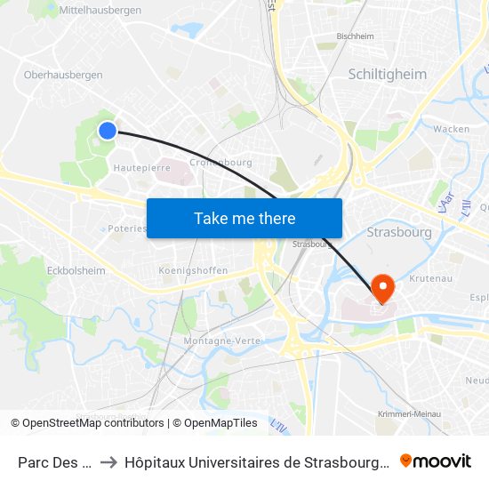 Parc Des Sports to Hôpitaux Universitaires de Strasbourg Hôpital Civil-Autres map