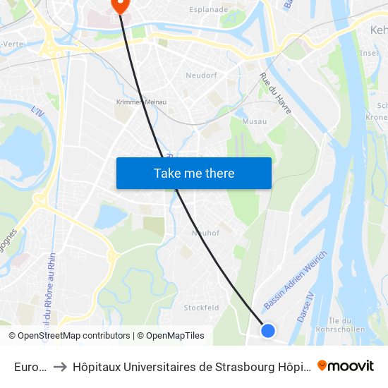 Eurofret to Hôpitaux Universitaires de Strasbourg Hôpital Civil-Autres map