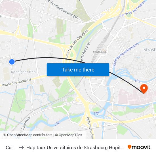 Cuivre to Hôpitaux Universitaires de Strasbourg Hôpital Civil-Autres map