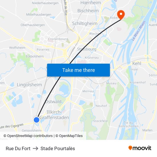 Rue Du Fort to Stade Pourtalès map