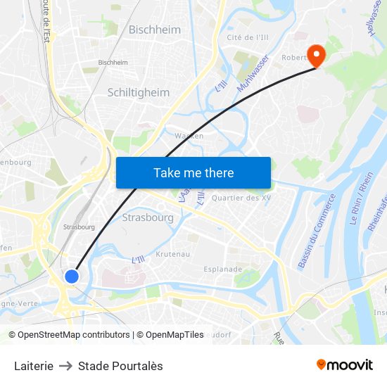 Laiterie to Stade Pourtalès map