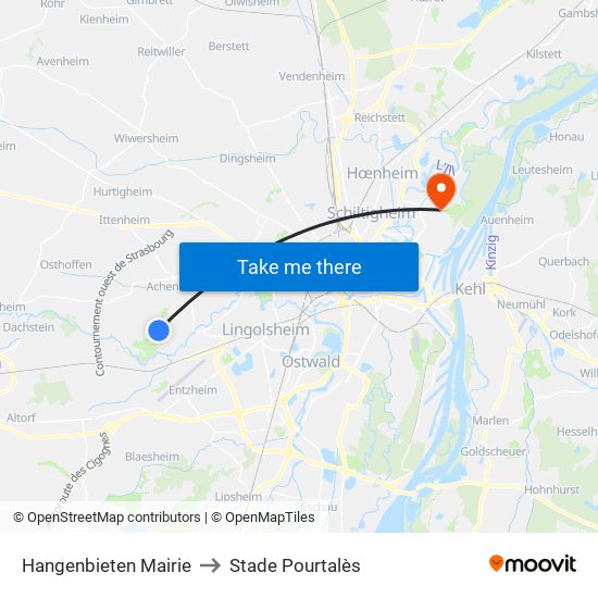 Hangenbieten Mairie to Stade Pourtalès map
