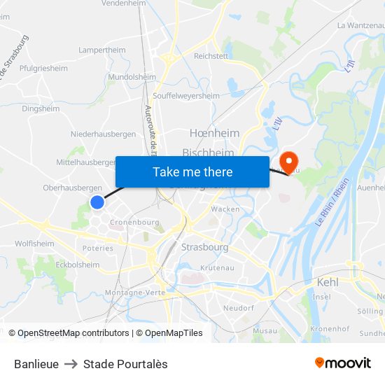 Banlieue to Stade Pourtalès map