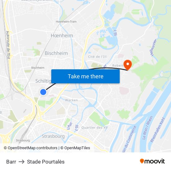 Barr to Stade Pourtalès map