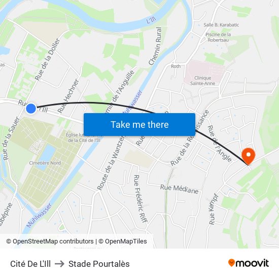 Cité De L'Ill to Stade Pourtalès map