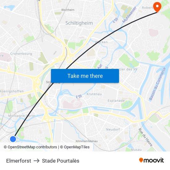 Elmerforst to Stade Pourtalès map