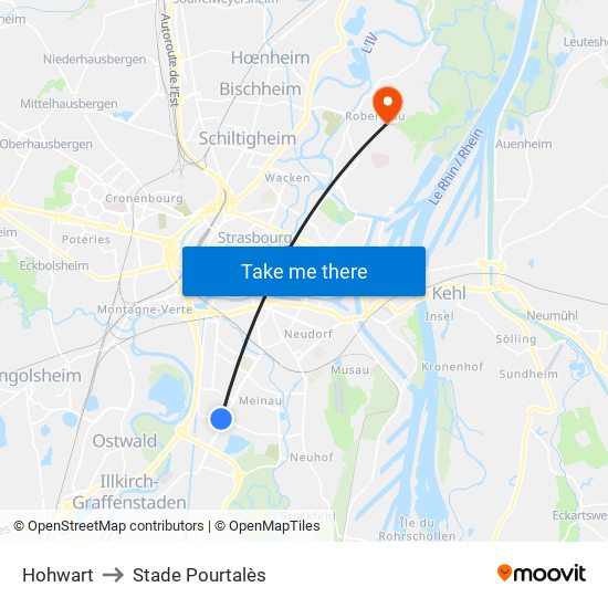 Hohwart to Stade Pourtalès map