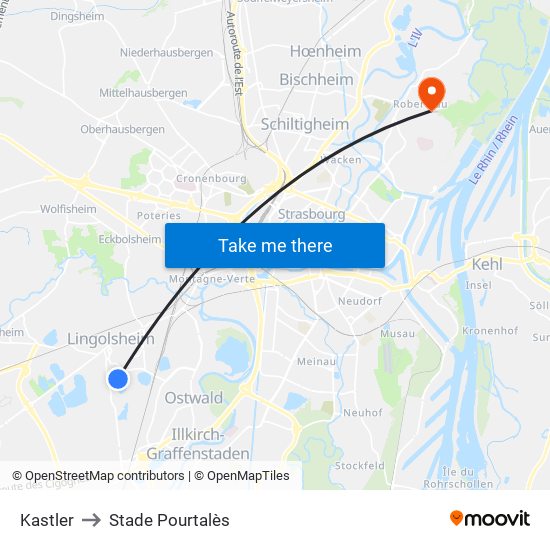 Kastler to Stade Pourtalès map